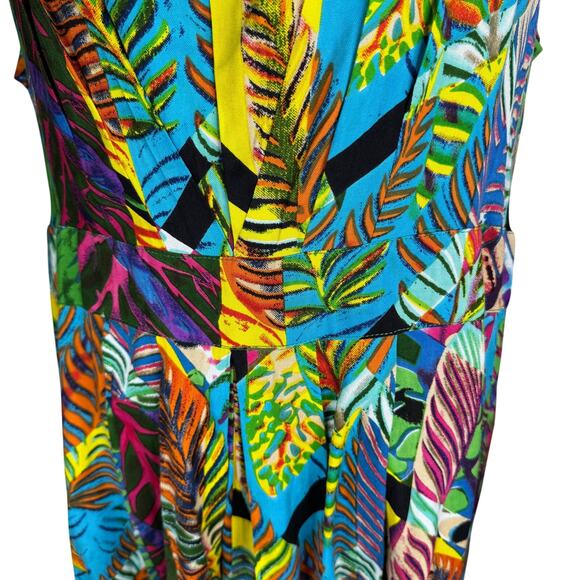 Monroe and Main Tropical Leaf Print Fit and Flare Midi Sundress Size 1X NWT - Picture 5 of 13